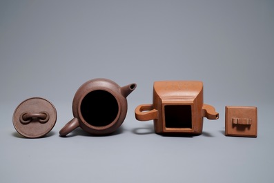 Two Chinese Yixing stoneware teapots, Republic, 20th C.