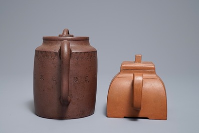 Two Chinese Yixing stoneware teapots, Republic, 20th C.