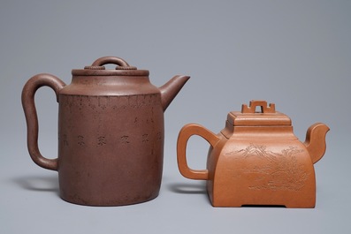 Two Chinese Yixing stoneware teapots, Republic, 20th C.