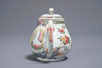Een Chinese famille rose 'Romance of the Western chamber' theepot, Yongzheng