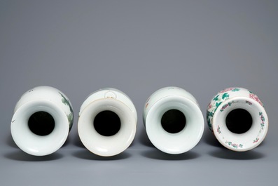 Quatre vases en porcelaine de Chine famille rose et qianjiang cai, 19/20&egrave;me