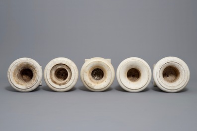 Five Italian marble 'Medici' vases, 19th C.