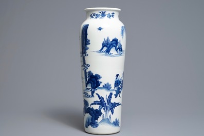 A Chinese blue and white Transitional style vase, 19/20th C.