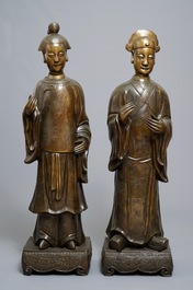 A pair of large Chinese bronze nodding-head figures for the Vietnamese market, 19th C.