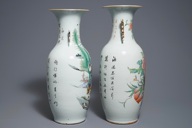 Twee Chinese famille rose vazen, 19/20e eeuw