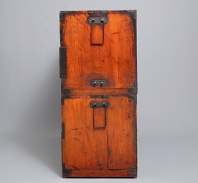 A two-part Japanese tansu cabinet, Meiji, 19th C.