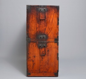 A two-part Japanese tansu cabinet, Meiji, 19th C.