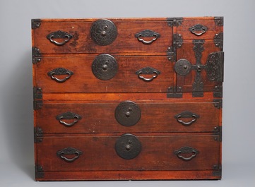 A two-part Japanese tansu cabinet, Meiji, 19th C.