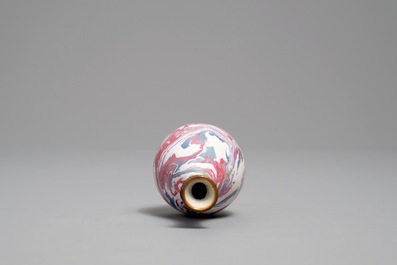 An unusual small Chinese faux-marbre-glazed vase, 18th C.