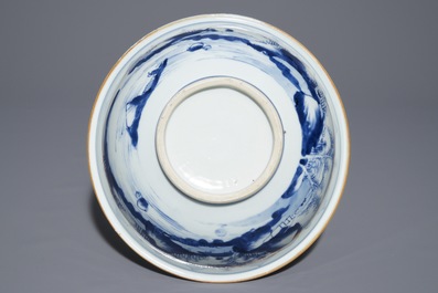 A Chinese blue and white 'landscape' bowl, Yongzheng/Qianlong