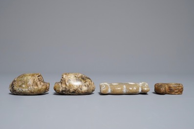 Three Chinese archaic jade carvings, Neolithic period or later