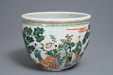 A Chinese famille verte jardini&egrave;re, 19/20th C.