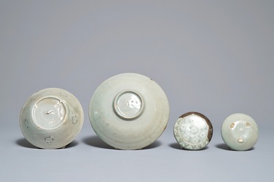 A selection of Korean celadon-glazed wares, Goryeo and later