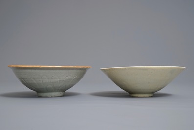 Two Chinese qingbai underglaze design bowls, Song