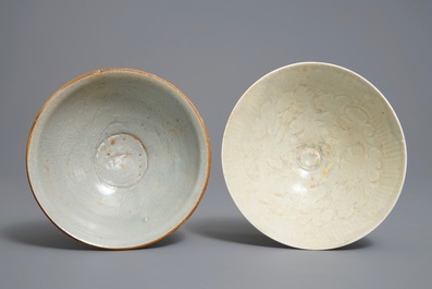 Two Chinese qingbai underglaze design bowls, Song