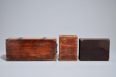 Three Chinese wooden boxes, 19/20th C.