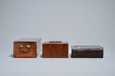 Three Chinese wooden boxes, 19/20th C.