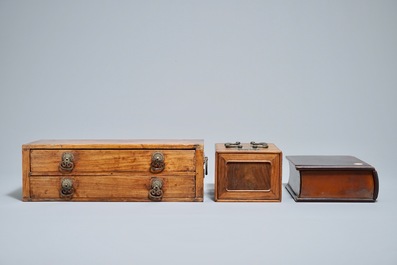 Three Chinese wooden boxes, 19/20th C.