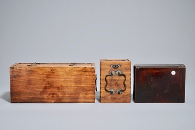 Three Chinese wooden boxes, 19/20th C.