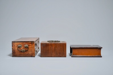 Three Chinese wooden boxes, 19/20th C.