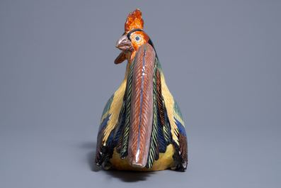 Un mod&egrave;le d'un coq en fa&iuml;ence polychrome de Delft, 19&egrave;me