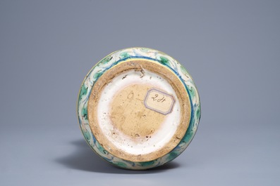 An Italian maiolica drug jar of 'albarello' type, Palermo, 1st half 17th C.