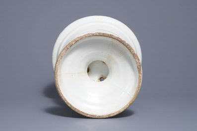 A large white Dutch Delft 'Campana' urn vase, 18th C.