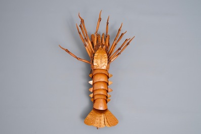 Un okimono 'jizai' en cuivre figurant une langouste, sign&eacute; Myochin, Showa, 20&egrave;me