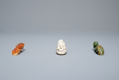 Drie Chinese jade riemgespen, 19e eeuw