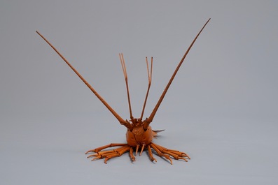 A Japanese copper 'jizai' okimono lobster, signed Myochin, Showa, 20th C.