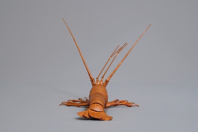 A Japanese copper 'jizai' okimono lobster, signed Myochin, Showa, 20th C.