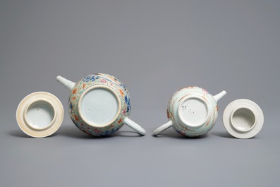 Two Chinese famille rose teapots, Yongzheng/Qianlong