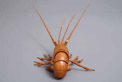 A Japanese copper 'jizai' okimono lobster, signed Myochin, Showa, 20th C.