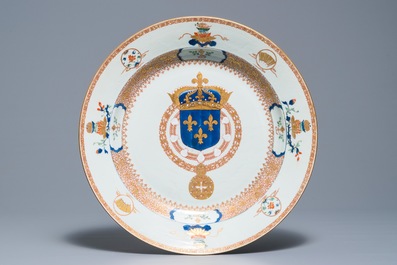 A pair of large Chinese armorial dishes from the service of King Louis XV of France, Yongzheng, ca. 1732