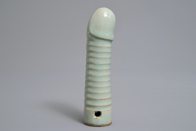 A Chinese longquan celadon model of a phallus, Ming or later