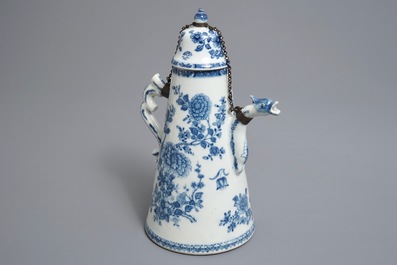 A Chinese blue and white 'lighthouse' type coffee pot and cover, Qianlong