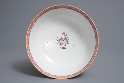 A Chinese famille rose English market naval subject bowl, Qianlong