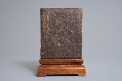 A Chinese carved and inscribed stone tablet, Qing or earlier