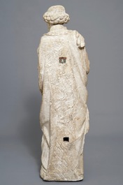 A carved stone figure of Saint Peter standing, prob. France, 16th C.