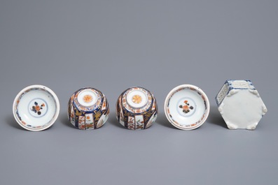 A pair of Japanese covered bowls on stands, a covered vase and a reticulated incense burner, Edo/Meiji, 18/19th C.