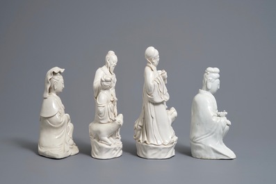 Four Chinese blanc de Chine figures and groups, 19/20th C.