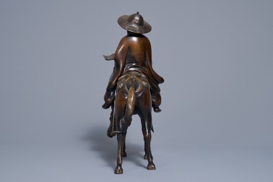 Un groupe en bronze figurant un savant sur cheval, Japon, Meiji, 19&egrave;me