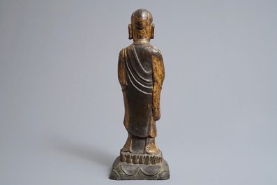 A large Chinese gilt bronze figure of Mahakasyapa, Ming