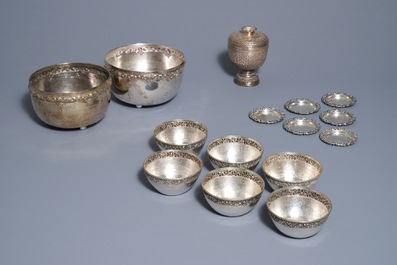 A varied collection of silver wares, South-East Asia, 19/20th C.