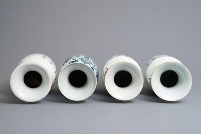 Four Chinese famille rose and blue and white vases, 19/20th C.