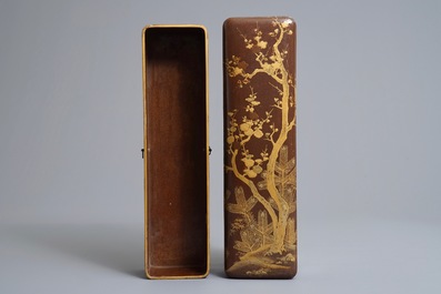 Un suzuribako de forme rectangulaire en laque, Japon, Meiji, 19&egrave;me