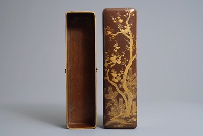 A rectangular Japanese lacquer suzuribako, Meiji, 19th C.