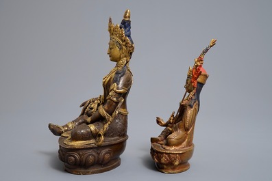 Vijf Sino-Tibetaanse verguld bronzen Boeddha&rsquo;s, 19/20e eeuw