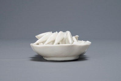 Een Chinese Dehua blanc de Chine waterdruppelaar in de vorm van een krab, Kangxi