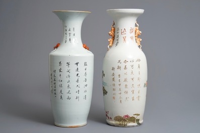 Deux vases en porcelaine de Chine famille rose et qianjiang cai, 19/20&egrave;me